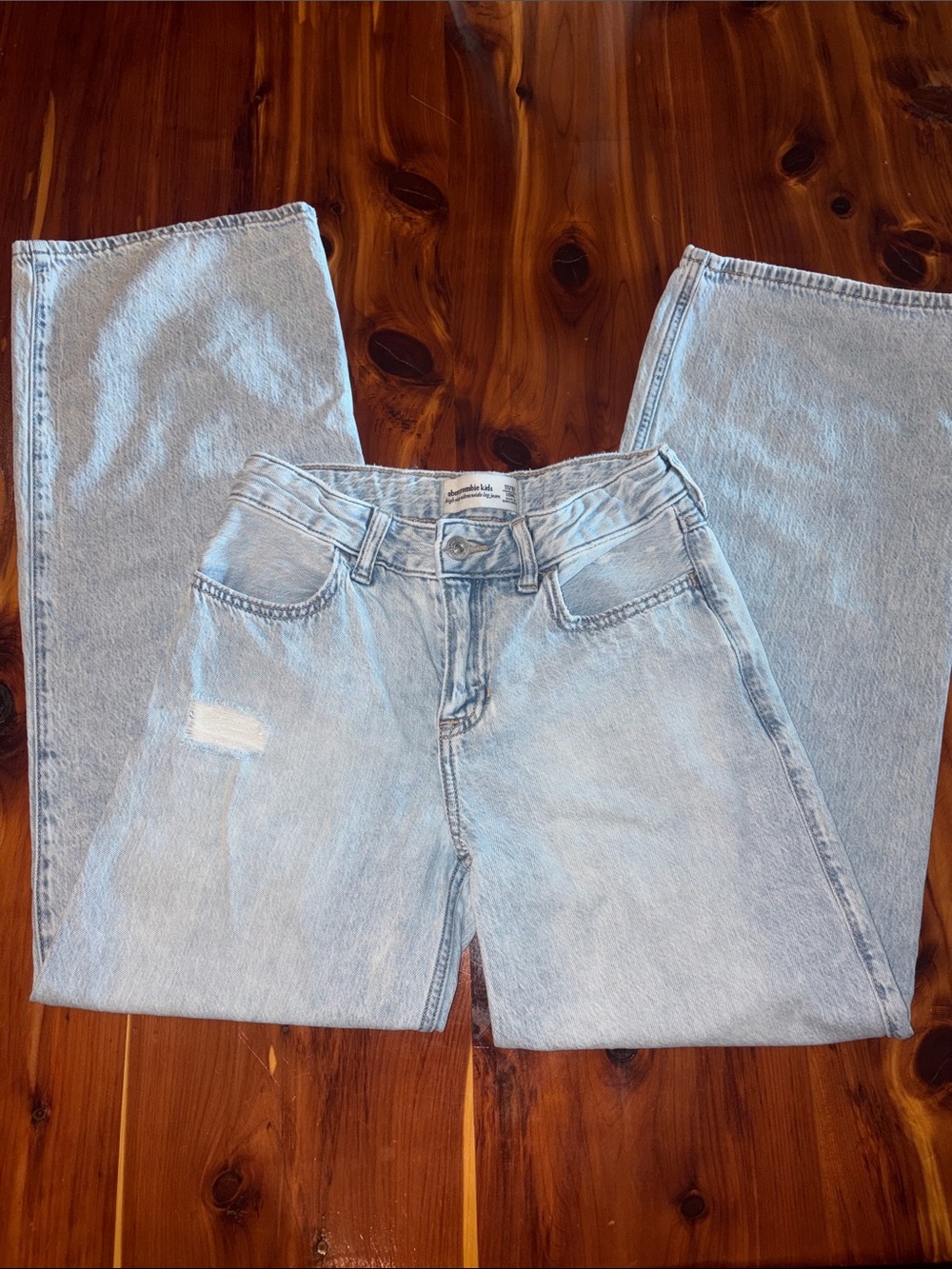 Girls abercrombie kids Light Wash Straight-Leg Wide Jeans
